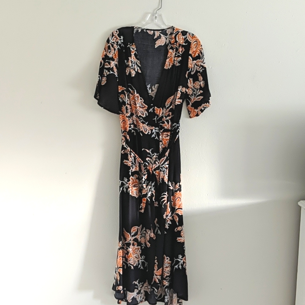 Black and orange Wrap dress